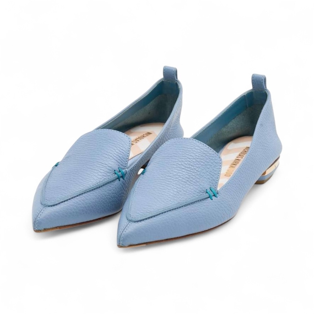 Nicholas Kirkwood Italy Blue Leather Beya Loafers Size 36.5/6